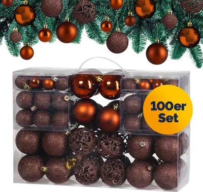 Produktbild von CASARIA® Weihnachtskugeln 100er Set Christbaumkugeln Weihnachtsbaumkugeln Weihnachtsbaumschmuck Christbaumkugeln Weihnachtsdeko , Farbe:Kupfer/Braun