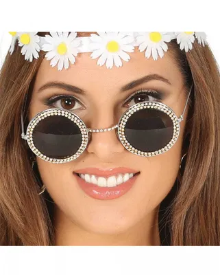 Produktbild von Hippie Brille mit Strasssteinen für Karneval & Motto Party
