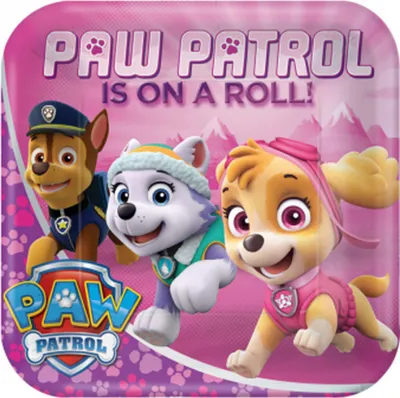 Produktbild von Amscan "Pink Paw Patrol" 8 Pappteller 22,8 x 22,8 cm - 551665 | Kinder Geburtstag Partydekoration