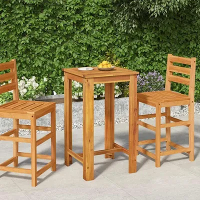 Produktbild von Garten-Bartisch aus massivem Akazienholz, 60x60x105 cm, robuster Bistrotisch für Innen- und Außenbereiche mit langlebiger, ölbehandelter Holzkonstruktion