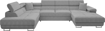 Produktbild von MIRJAN24 Wohnlandschaft Torezio Bis Cord, Stilvoll Eckcouch mit Bettkasten und Schlaffunktion, Einstellbare Kopfstützen, 346x203x70-90 cm (Farbe: Poso 110, Seite: Links)
