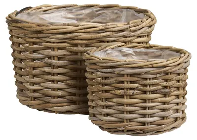Image de Kalak - Set de 2 paniers bas en rotin kubu naturel