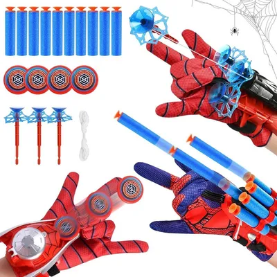 Produktbild von Superhelden Schießspielzeug Set 3-teilig für Kinder Spielhandschuhe