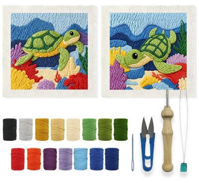 Produktbild von 2 Sets Schildkröte Punch Nadel Stickkits für Anfänger