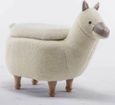 Produktbild von Tierhocker ALPAKA Hocker Lama weiß Holz natur Staufach