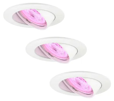 Produktbild von Ledvion 3er Set LED Einbaustrahler Rund Weiss RGB dimmbar smart