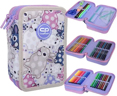 Produktbild von CoolPack Federmäppchen mit drei Fächern und White Bunny-Zubehör