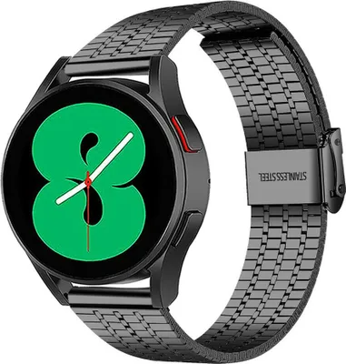 Produktbild von Strap-it Edelstahlarmband - Kompatibel mit Samsung Galaxy Watch Armband 42mm Ersatzarmband Edelstahl - Verstellbarer Verschluss - Hochwertiges Material - für Smartwatch 20mm Armband Schwarz