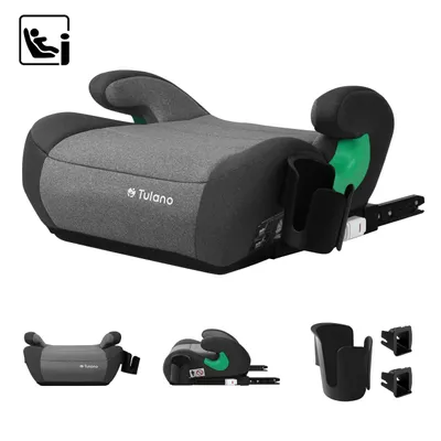 Zdjęcie produktu dla Tulano Cabby 35 i-Size fotelik samochodowy dla dziecka 125-150 cm - ECE R129/03, ISOFIX + szelki, zdejmowana osłona, uchwyt na kubek, szary