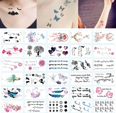 Obrázok produktu pre Dočasné tetovanie Tetovanie Body Art Malé listy Tetovacie nálepky Falošné tetovanie na ruky Nálepky pre mužov ženy (30 listov)