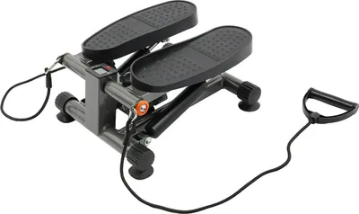 Obrázok produktu pre Twist Stepper – hydraulický mini stepper – LCD displej – odporové pásky – nastaviteľná výška nášľapnej plochy 19–34 cm – pre domáce cvičenie a silový tréning – čierny
