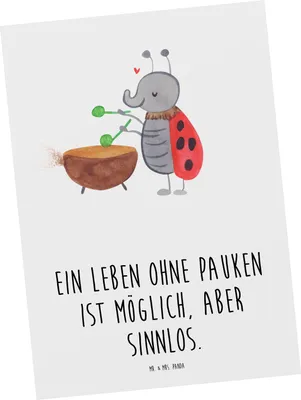 Produktbild von Mr. & Mrs. Panda Postkarte Pauken Leben - Weiß - Geschenk, Orchester, Ansichtskarten, Fotokarte, Musikinstrument, Lernen, Motivkarte, Instrument, Grußkarte, Musiker