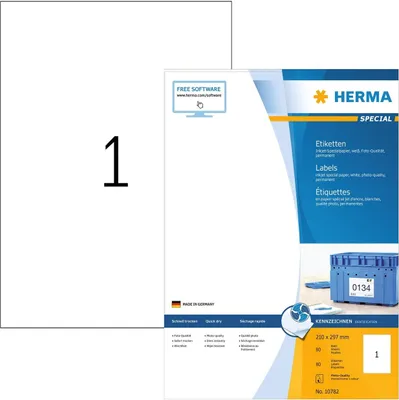Produktbild von Inkjet-Etiketten weiß 210x297mm Special A4 VE=14x80 Stück