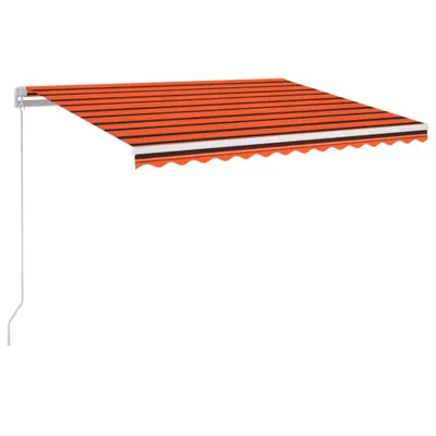 Image de vidaXL Store manuel rétractable avec LED 350x250 cm Orange Marron
