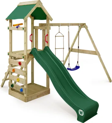 Produktbild von Spielturm Wickey FreeFlyer mit Schaukel und Rutsche in Grün