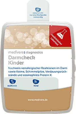 Produktbild von medivere Darmcheck Kinder - Nachweis vonallergischer Reaktionen im Darm sowie Keime, Schimmelpilze, Verdauungsrückstände und eosinophiles Protein X