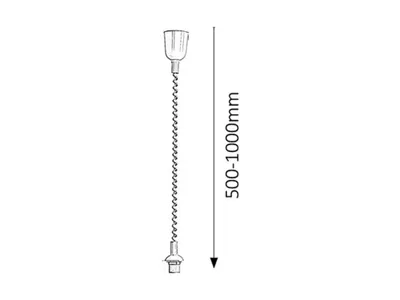 A line drawing of a pendant light cord with measurement indicators.