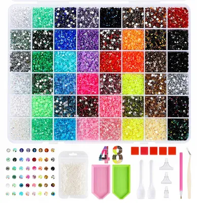 Strass-Steine Set 45.000 Stück, 48 Farben, 3 mm, inkl. Werkzeug