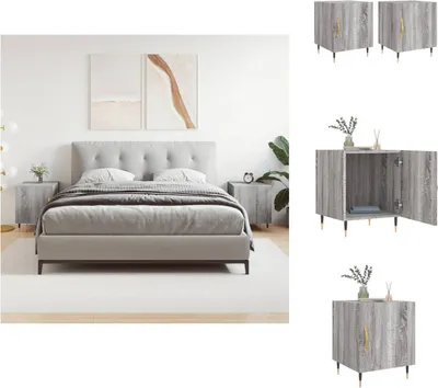 Imagen del producto de vidaXL Mesitas de noche, 2 unidades, color gris Sonoma, 40x40x50 cm, material de madera. - Mesitas de noche