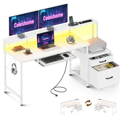 Obrázok produktu pre Kancelársky stôl s rozmermi 140x48 cm, otočný, s integrovanými zásuvkami a USB portmi