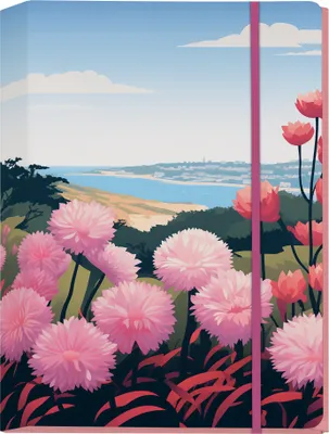 Produktbild von Gärten von Cornwall Große Sammelmappe - Motiv Meerblick mit rosa Dahlien
