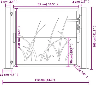 Produktbild von vidaXL Gartentor Anthrazit 100x100 cm Stahl Gras-Design