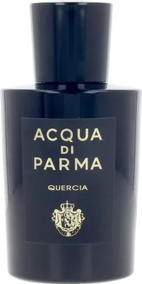 A black bottle of Acqua di Parma Quercia Eau de Parfum.