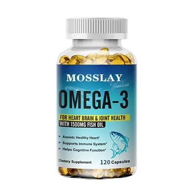 Productafbeelding van Omega 3 visolie 1500 mg (120 capsules) Voedingssupplement voor gewrichten, hersenen, hart, zenuwen, ogen, haar, huid en nagels