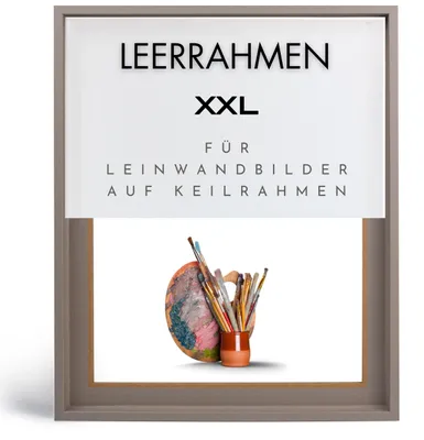 Produktbild von Monframe Schattenfugenrahmen XXL 60x120 cm - Grau - Leerrahmen mit Tiefeneffekt aus MDF Holz in zerlegter Form - für Leinwandbilder auf Keilrahmen