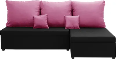 Produktbild von Ecksofa mit Schlaffunktion BODO - Schwarz/Rosa