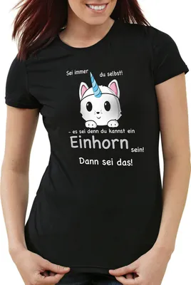 Produktbild von style3 Sei immer du selbst! Einhorn Damen T-Shirt Unicorn, Farbe:Schwarz, Größe:2XL