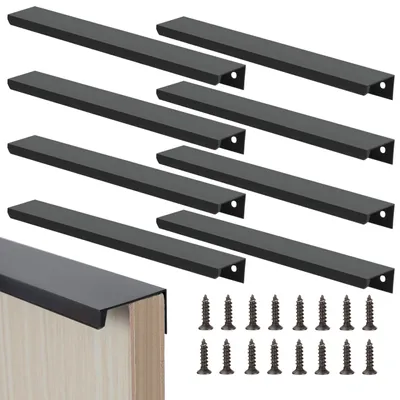 Immagine prodotto di Maniglie per mobili nere, 300 mm - Maniglie a scomparsa per armadi - Maniglie per cucina - Maniglie per porte - Maniglie per cassetti - Set da 8 pezzi - Maniglie per cassetti