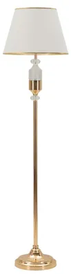 Image de Lampe sur pied en métal et tissu, couleurs or et blanc