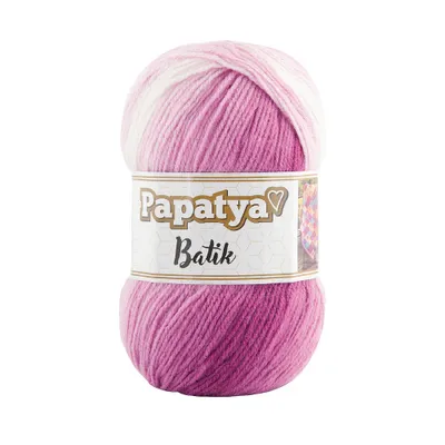 A ball of yarn with a gradient of pink and white colors.