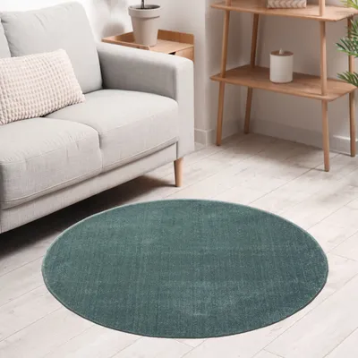 Produktbild von Teppich rund Wohnzimmer Kurzflor Einfarbig für Schlafzimmer kinderzimmer weich Rund