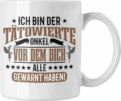 Produktbild von Trendation - Onkel Tasse für Tattoowierten Onkel Geschenk Spruch (Weiß)