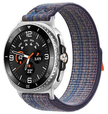 Obrázek produktu pro Pro Samsung Galaxy Watch 8 / 8 Classic Nylonový řemínek se suchým zipem Modrý / Oranžový