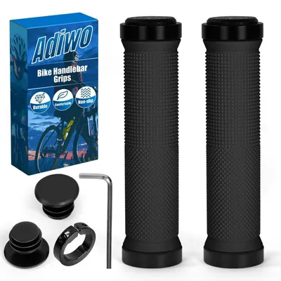 Zdjęcie produktu dla Ergonomiczne, antypoślizgowe uchwyty do roweru, uniwersalne, o średnicy 22,2 mm, czarne, wykonane z gumy TPE