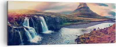 Produktbild von Bild auf Leinwand - Leinwandbild - Einteilig - Wasserfall Himmel Berg - 140x50cm - Wand Bild - Wanddeko - Wandbilder - Leinwanddruck - Bilder - Wanddekoration - Leinwand bilder - AB140x50-5111