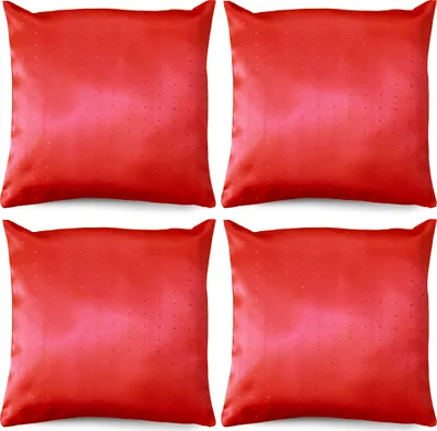Produktbild von 4er Set Kissenhülle 40x40 cm rot mit Reißverschluss als Deko