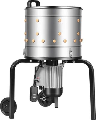 Immagine prodotto di Macchina spennatrice per pollame - Spennatrice elettrica in acciaio inossidabile - Tamburo da 400 mm - 114 dita morbide - Motore da 500 W - 230 giri/min - Dotata di ruote di trasporto - Per 1–2 polli