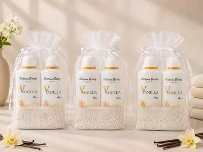Produktbild von Bettina Barty Vanilla Geschenkset – 3 x Duschgel, 3 x Bodylotion & 3 x Waschhandschuh