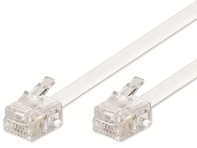 Produktbild von Telefonkabel (Modularkabel), weiß Kupferkaschierter Aluminiumleiter (CCA), RJ11-Stecker (6P4C) > RJ11-Stecker (6P4C)