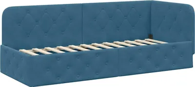 Obrázek produktu pro vidaXL Rohový rám postele modrý 80 x 200 cm samet