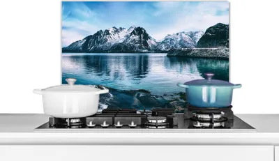 Produktbild von KitchenYeah®  Spritzschutz Küche - Küchenrückwand - Wandschutz für Herd und Spüle - Wasser - Berge - Natur 60x40 - Alu-Dibond (Alternative zum Spritzschutz aus Glas) - Hitzebeständig - Herdspritzschut