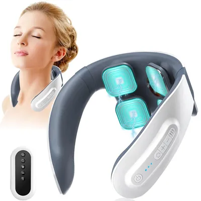 Produktbild von Nacken-Massagegerät ,Nackenmassagegerät mit 4-Kopf-Pulsmassage & Heizfunktion,6 Modi, 9 Intensitäten, tragbar für präzise Massage zu Hause & im Büro