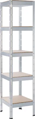 Produktbild von SCHULTE Regalwelt Schwerlastregal mit 5 Holzböden, 180x45x45 cm (HxBxT), Traglast pro Ebene ca. 200 Kg, verzinkt, Lagerregal, Kellerregal