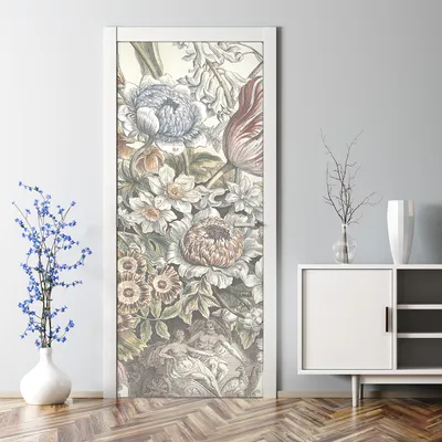 Produktbild von Dekorative Türposter selbstklebend Wandaufkleber Türaufkleber Blumen Aquarellfarbe 77 x 200 cm