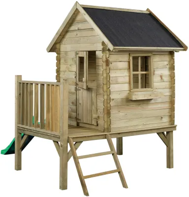 Produktbild von Swing King Camilla Spielhaus aus Holz mit Rutsche Natur/Grün