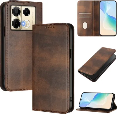 Produktbild von Handyhülle für Infinix Note 40 Pro 4G/Note 40 Pro 5G/Note 40 Pro+ 5G, Vintage Leder RFID Schutz Kartenfach Standfunktion Magnetische Klapphülle Braun